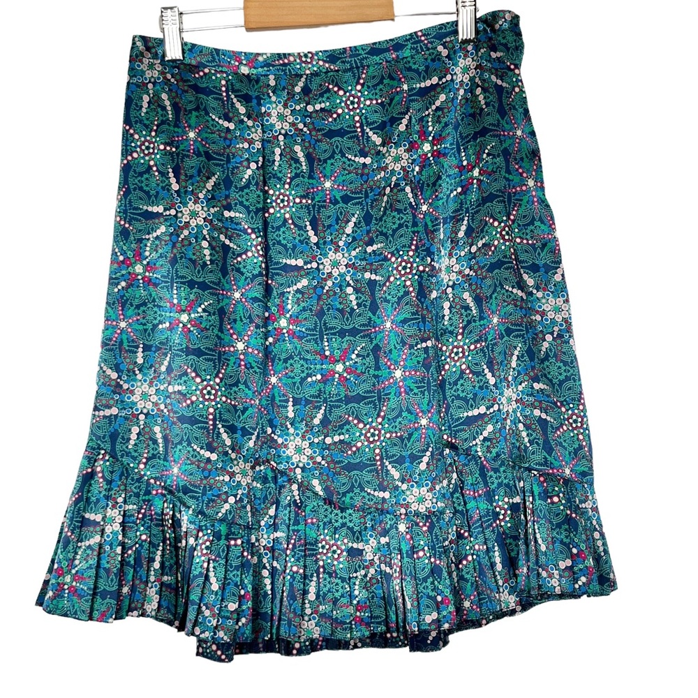 Marc Jacobs 100% Silk Geometric Print Pleated Mini Skirt